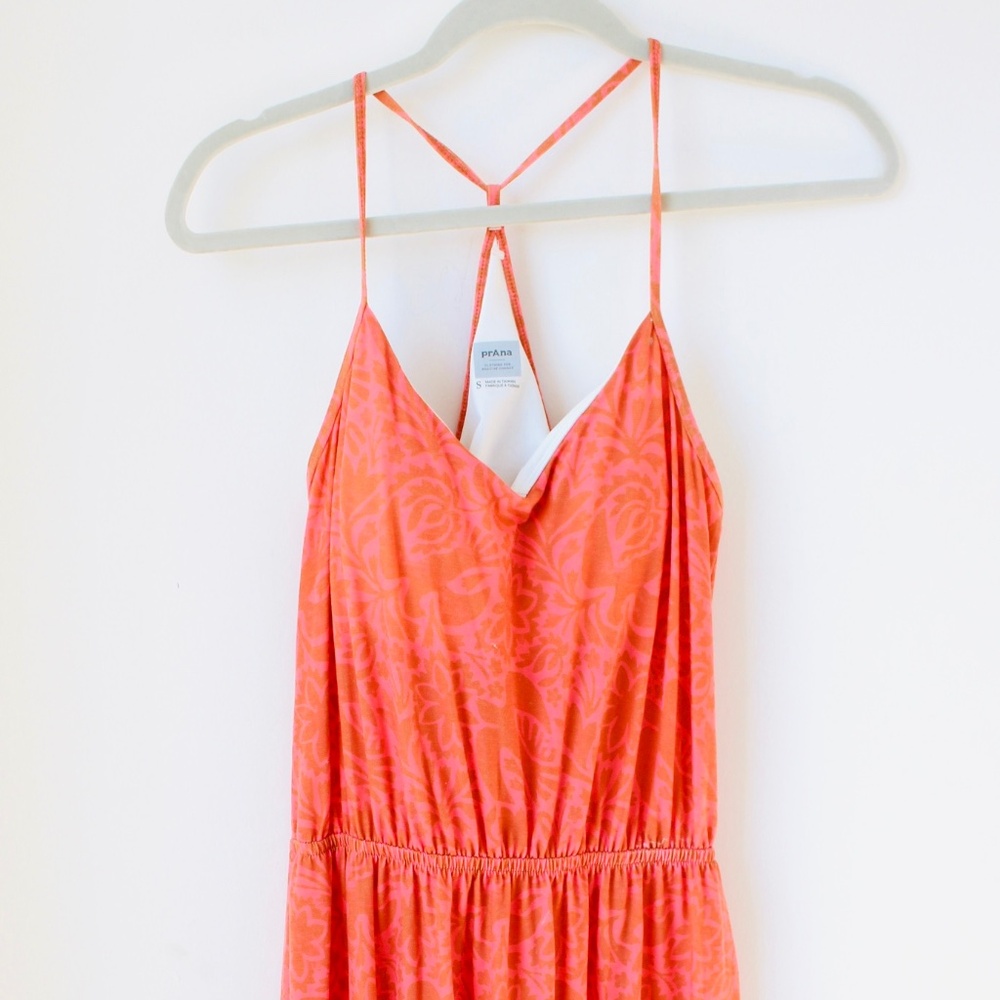 Prana Women's Ayla Dress in an orange and pink floral pattern